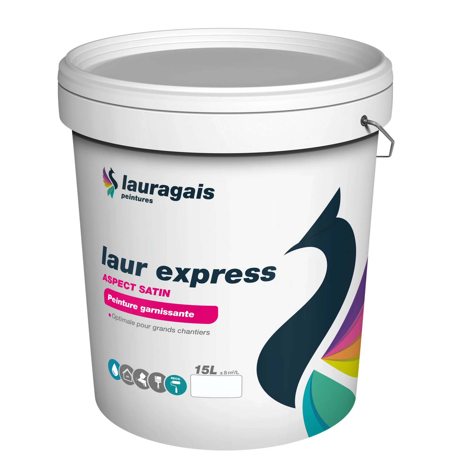 Lauragais Laur Express Satin – Peinture Acrylique Garnissante 15L Blanc