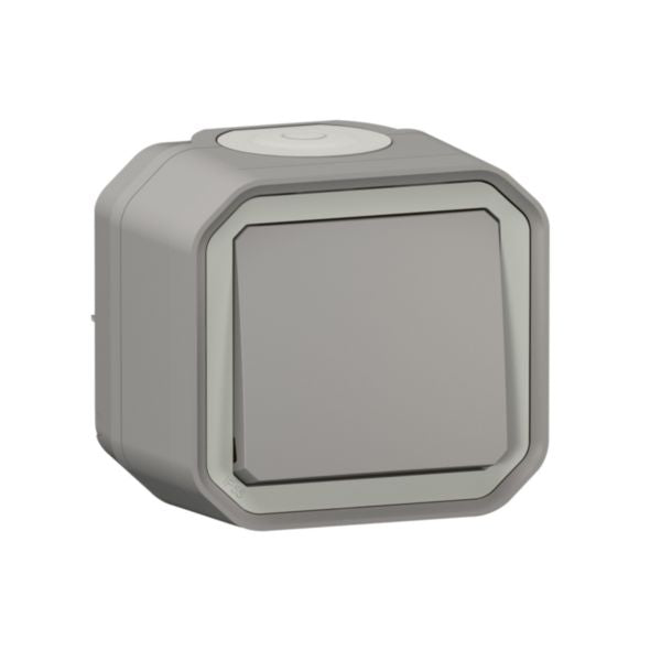 Prise de courant 2P+T étanche Plexo 16A 250V IP55 IK08 livrée complète pour fixation saillie - gris