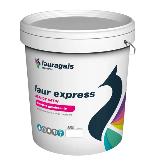 Lauragais Laur Express Satin – Peinture Acrylique Garnissante 15L Blanc