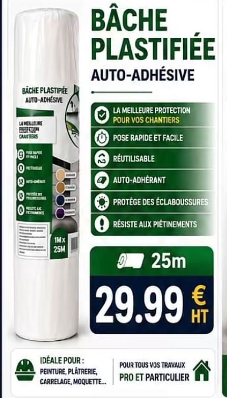 Bâche plastifiée auto-adhésive 25 m