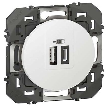 Legrand Dooxie Chargeur USB Type A + Type C Blanc 15W – Réf. 600349