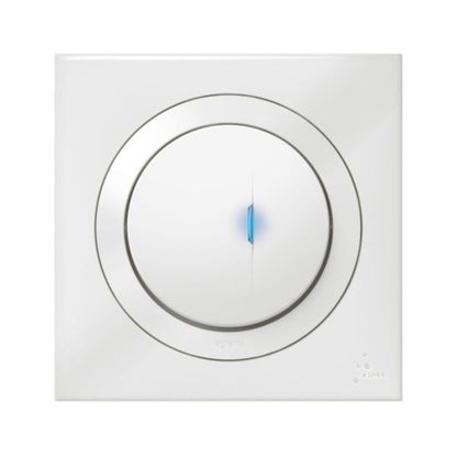 Poussoir simple avec voyant lumineux dooxie IP44 6A 250V~ livré avec plaque carrée blanche